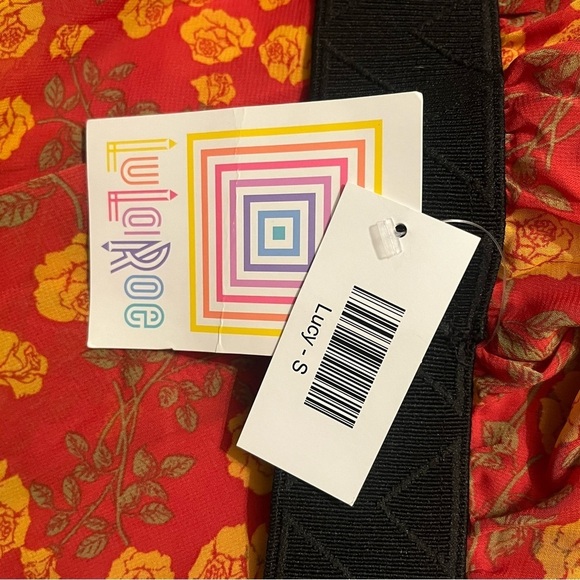 LuLaRoe LUCY Sz Small Skirt Orange Pink Floral Maxi Fully Lined BEAUTIFUL New!! - Picture 7 of 8